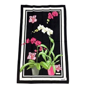 Beauville France "Orchidees" Tea Towel  Handprinted Linen Blend NEW  1 Piece